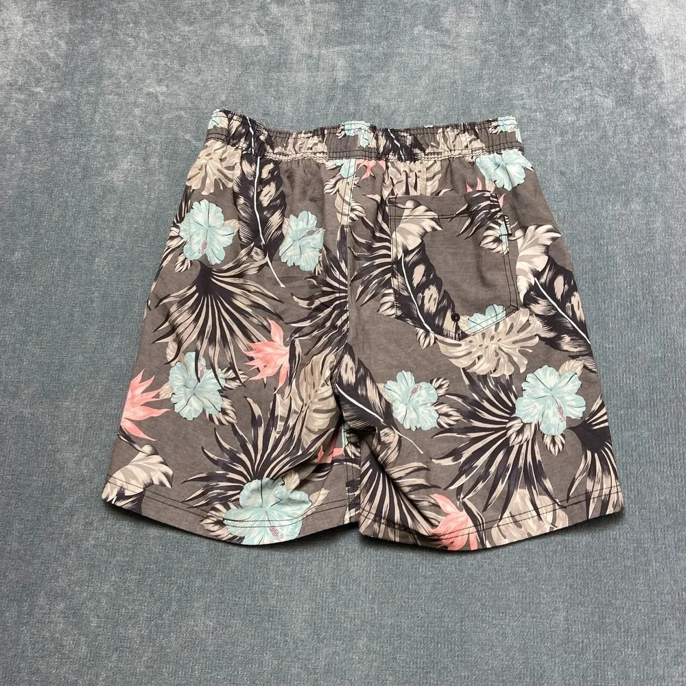 Hurley Board Shorts Mens Medium Gray Tropical Floral Stretch Swim Trunks Beach